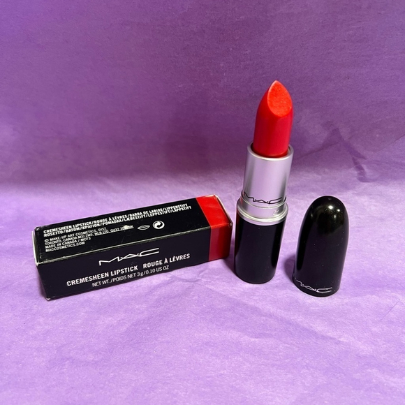 Mac Cremesheen Lipstick - Sweet Sakura - #233 - True Red Gold Pearl NWT - Picture 2 of 3
